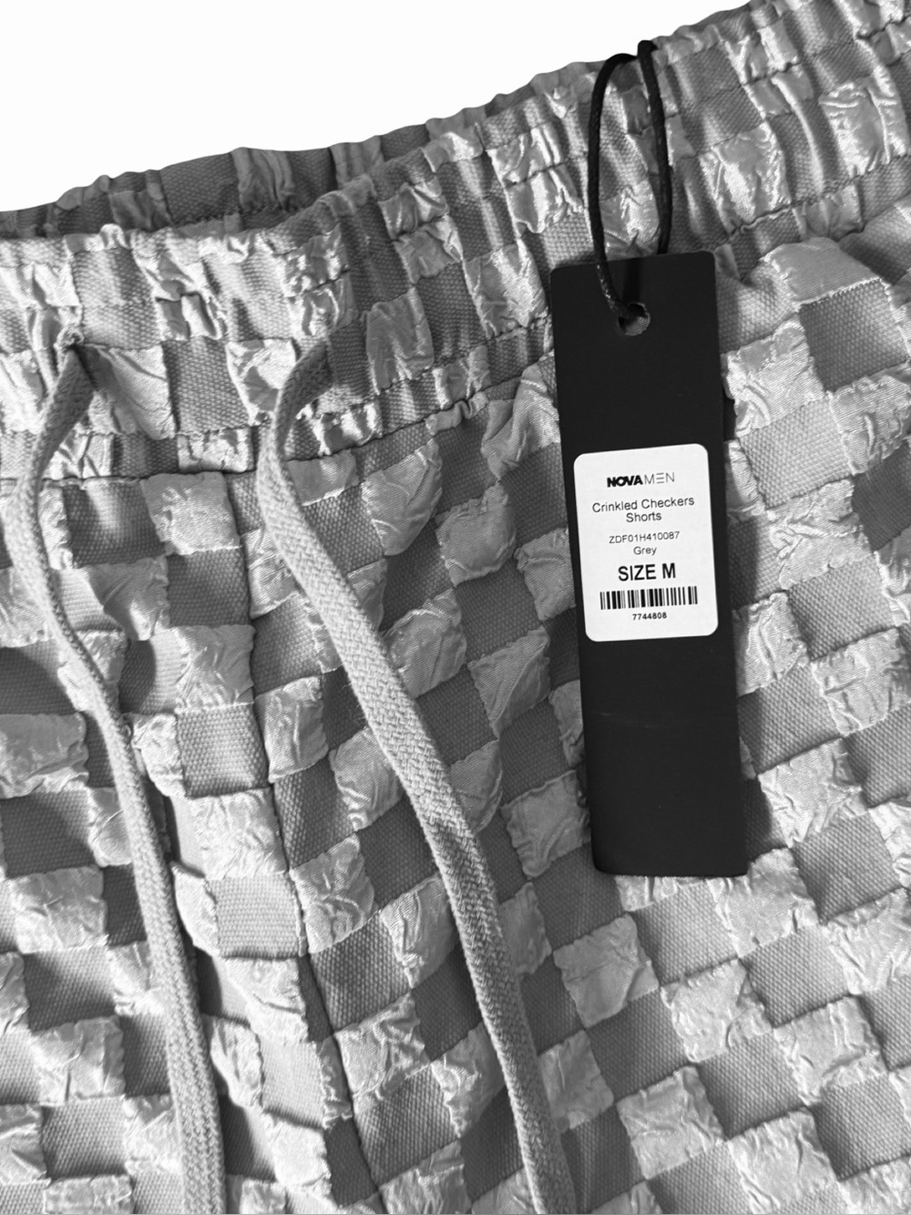Fashion Nova Men Crinkle Textured Checkered Shorts in Grey Available as SET -NWT - Picture 10 of 10